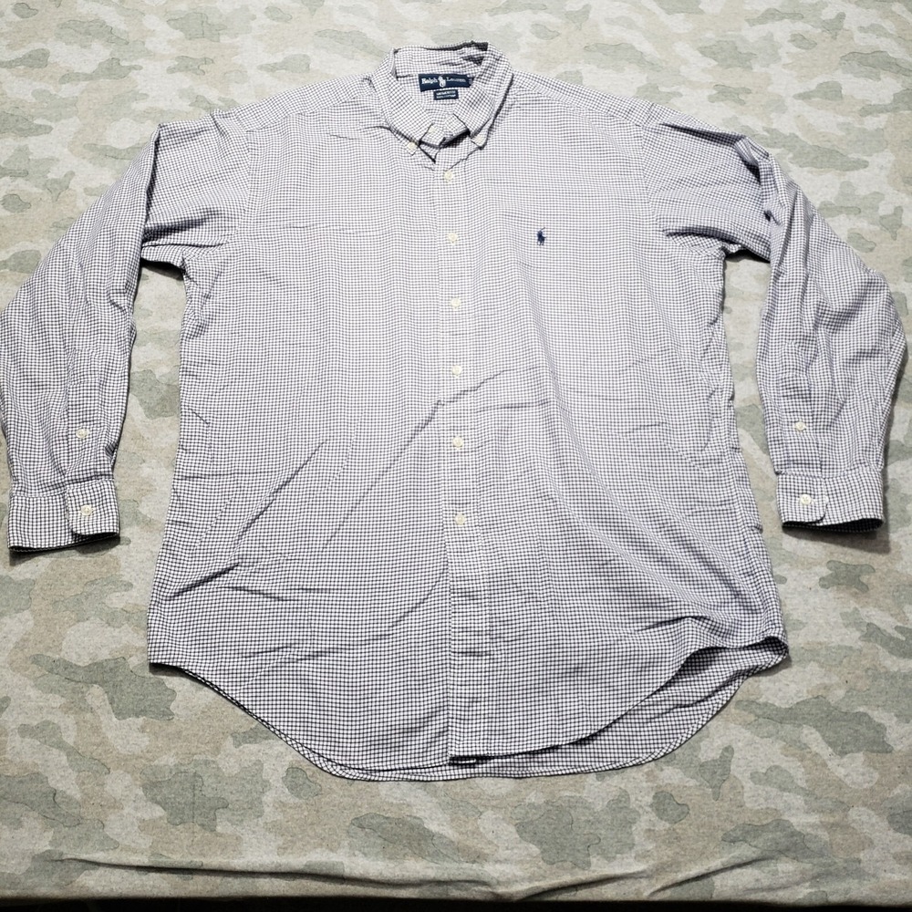 Ralph‎ Lauren Shirt Mens 16 Blue Yarmouth Long Sleeve Button-Up